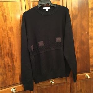 Man’s sweater, size 46 (XXL) , raised knit with suede patches, wool blend